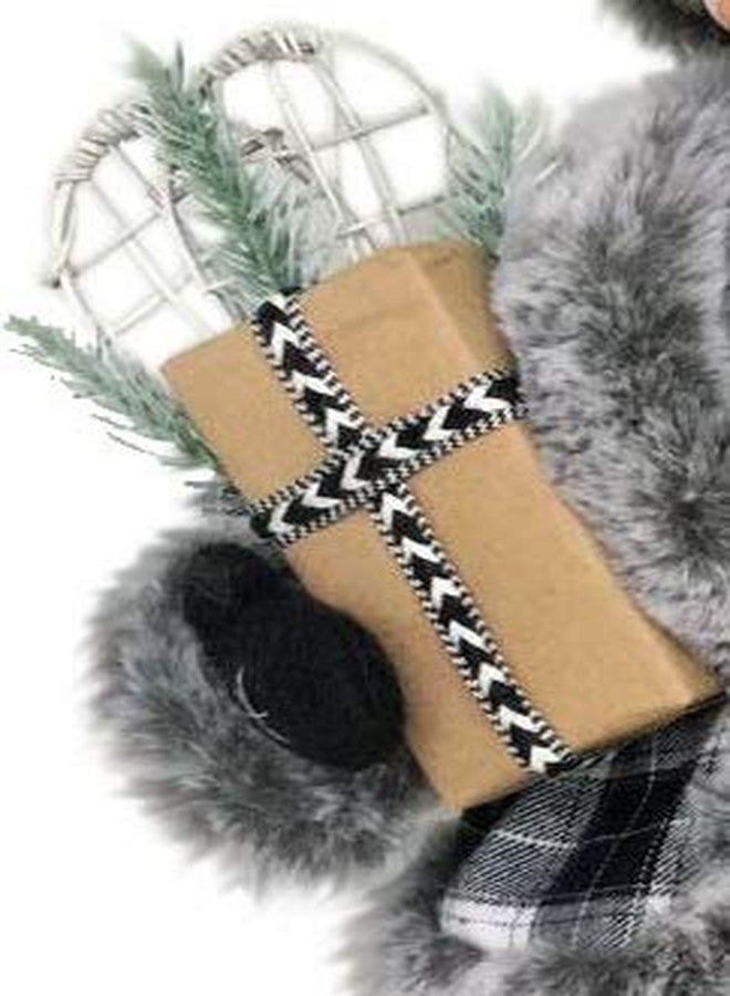 Windy Hill Collection Black & White Stylish Plaid Checkered Mrs. Claus 16" inch Standing Christmas Figurine Figure Decoration 160036 - Image 5